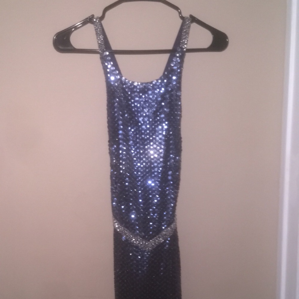 Niteline:Blue & Silver, Floor Length Evening Dress